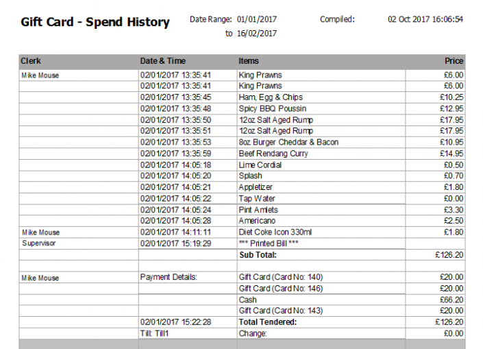 Gift Card Reports Active Workspace