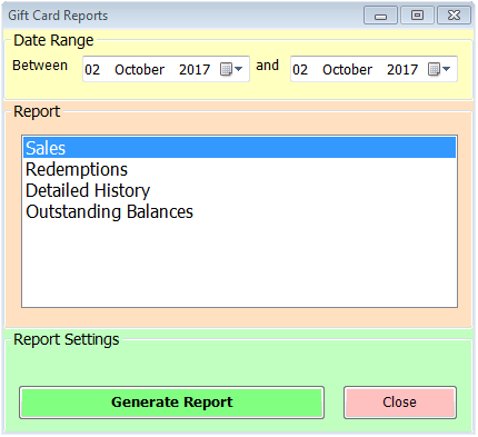 Gift Card Reports