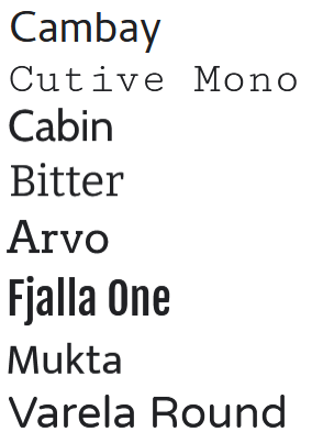 shows list of available fonts in those fonts