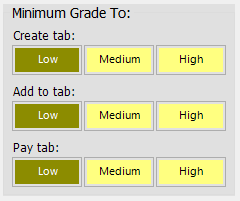 shows the options for setting grade levels on a tab type