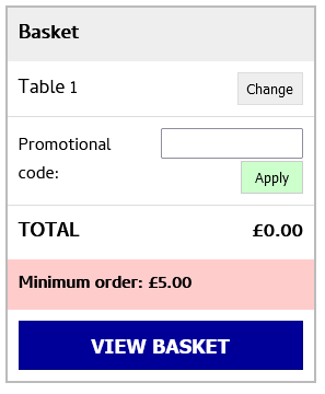 shows basket summary with minimum order value