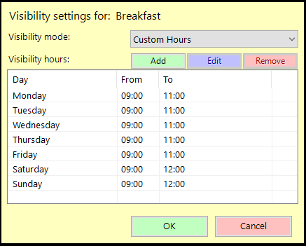 shows category with custom hours set