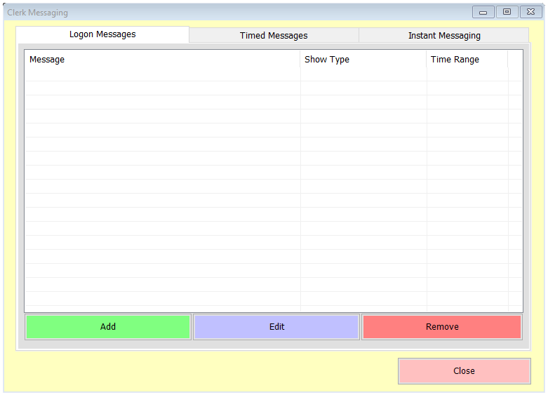 Shows the main messaging setup form, blank