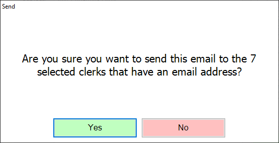 Shows confirmation prompt for sending email