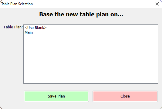 shows table plan selection screen for creating new plan