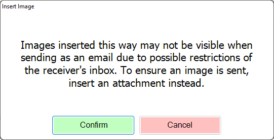 shows warning screen when inserting image directly into an email template