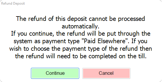 shows the deposit refund warning message