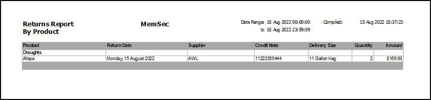 Returns Reports - Active Workspace